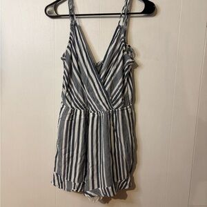 Source Unknown Black and White Striped Romper
